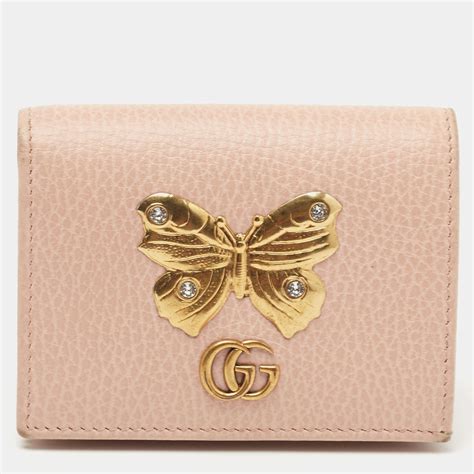 gucci butterfly card holder pink|Gucci mini wallet pink.